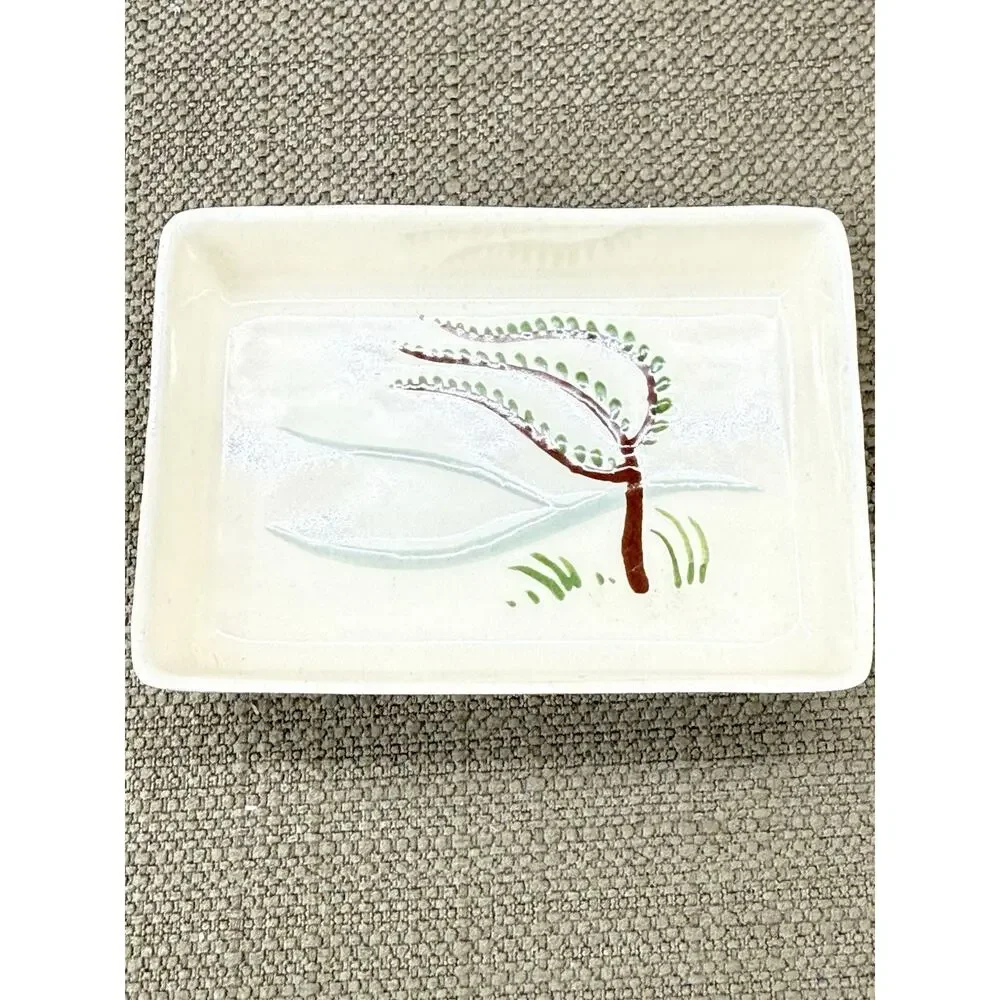 Vintage M Neal Japan Pottery Dishes Set Windswept Tree Mid Century Modern 3”x4”